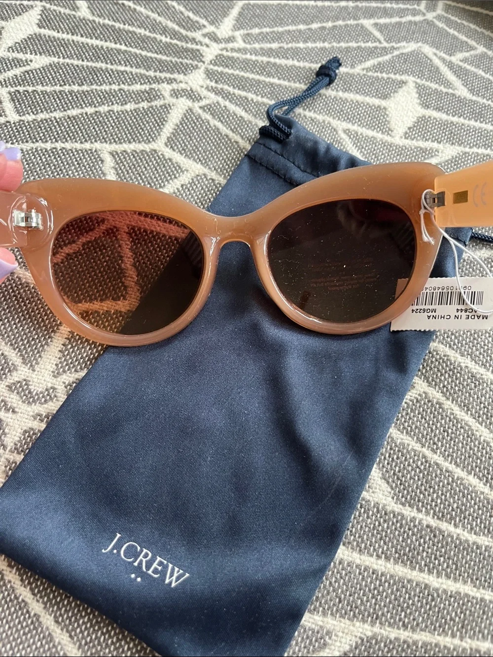 J. Crew Women's Camel Brown Oversized Cat-Eye Sunglasses. New with bag.